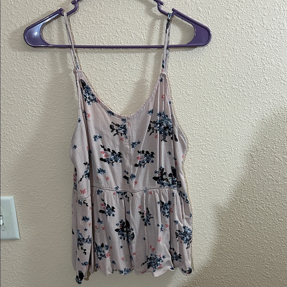 Maurice’s Light Pink Floral Peplum Tank Top